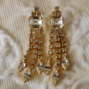 Rhinestone Waterfall 80's Style Earrings